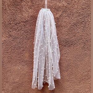 Short White Veil with Pearls